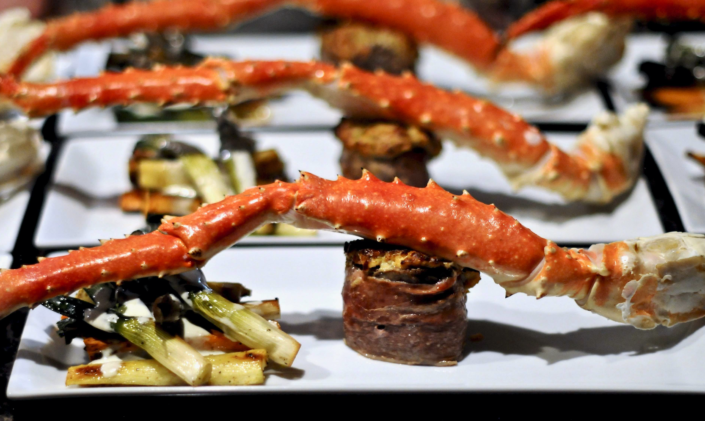 chefs table-crab-steak-dinner-catering-red deer